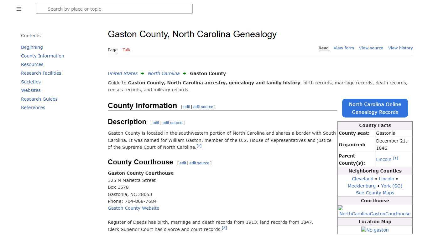Gaston County, North Carolina Genealogy • FamilySearch