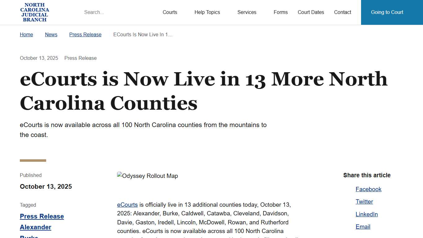eCourts is Now Live in 13 More North Carolina Counties North Carolina Judicial Branch